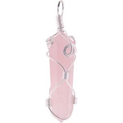 Large Wire Wrapped Point Pendant - Rose Quartz Asstd Designs (Each)