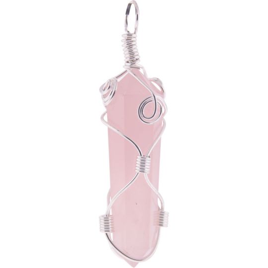 Large Wire Wrapped Point Pendant - Rose Quartz Asstd Designs (Each)