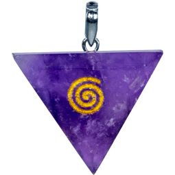 Gemstone Pendant Triangle Reiki Cho Ku Rei - Amethyst (Each)