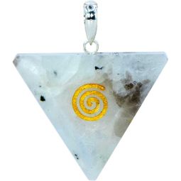Gemstone Pendant Triangle Reiki Cho Ku Rei - Rainbow Moonstone (Each)