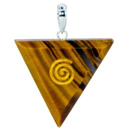 Gemstone Pendant Triangle Reiki Cho Ku Rei - Tiger Eye (Each)