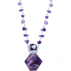 Gemstone Perfume Bottle w/ Chip Necklace 36in - Amethyst (Each)