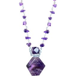 Gemstone Perfume Bottle w/ Chip Necklace 36in - Amethyst (Each)