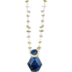 Gemstone Perfume Bottle w/ Chip Necklace 36in - Labradorite (Each)
