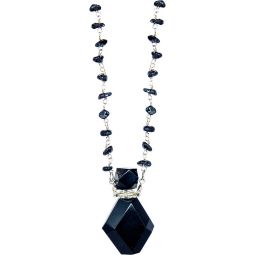 Gemstone Perfume Bottle w/ Chip Necklace 36in - Black Agate (Each)