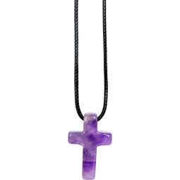 Gemstone Cross Necklace - Amethyst (Each)