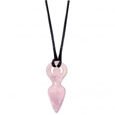 Gemstone Goddess Figurine Necklace - Rose Quartz (Each)