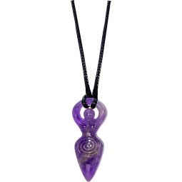 Gemstone Goddess Figurine Necklace - Amethyst (Each)