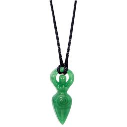 Gemstone Goddess Figurine Necklace - Green Aventurine (Each)