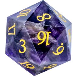 Gemstone D20 Dice - Amethyst (Each)