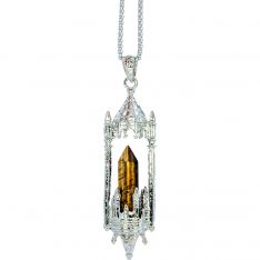 Crystal Point Magical Castle Necklace Antique Silver Metal - Tiger Eye (Each)