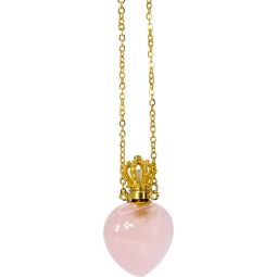 Gemstone Essential Oil Diffuser Necklace Heart - Rose Quartz (Each)