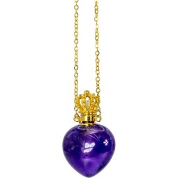 Gemstone Essential Oil Diffuser Necklace Heart - Amethyst (Each)