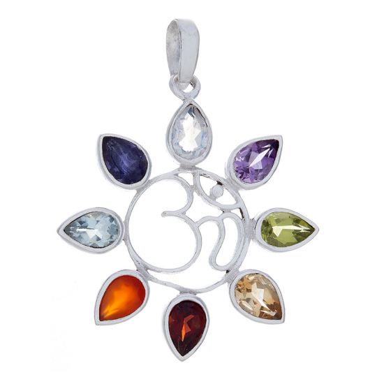 Om Chakra Pendant w/ Semi-Precious Stones