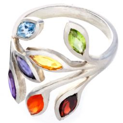 Chakra Ring w/ 7 Semi-Precious Stones-Size 10