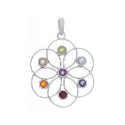 Mandala Chakra Pendant w/ Semi-Precious Stones