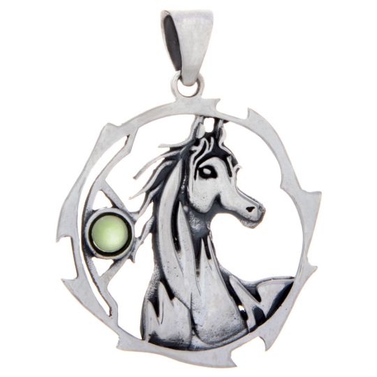 Horse Sacred Animal Pendant w/Asstd Stone