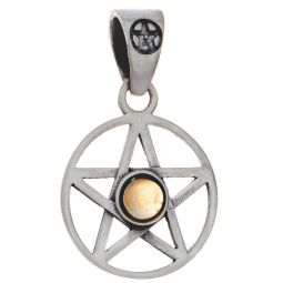 Round 1 Stone Pentacle Pendant w/ Asstd Stone