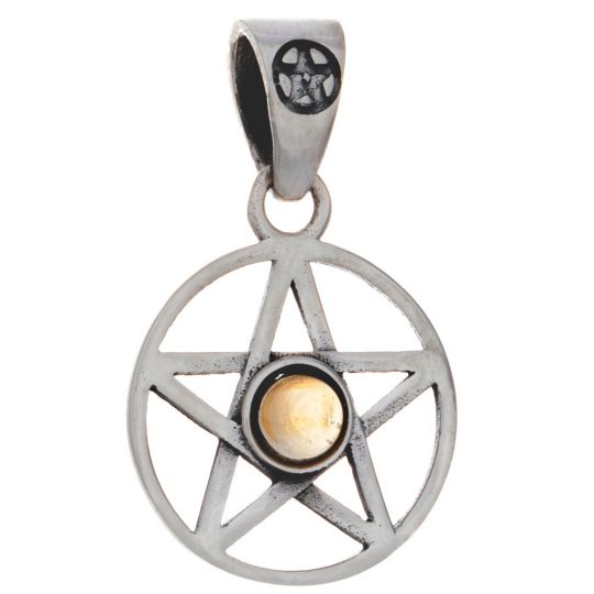 Round 1 Stone Pentacle Pendant w/ Asstd Stone