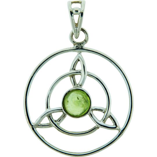 Triquetra 1 Stone Celtic Pendant w/ Asstd Stone