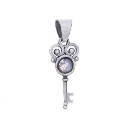 Elegant Key Pendant - Rainbow Moonstone accent