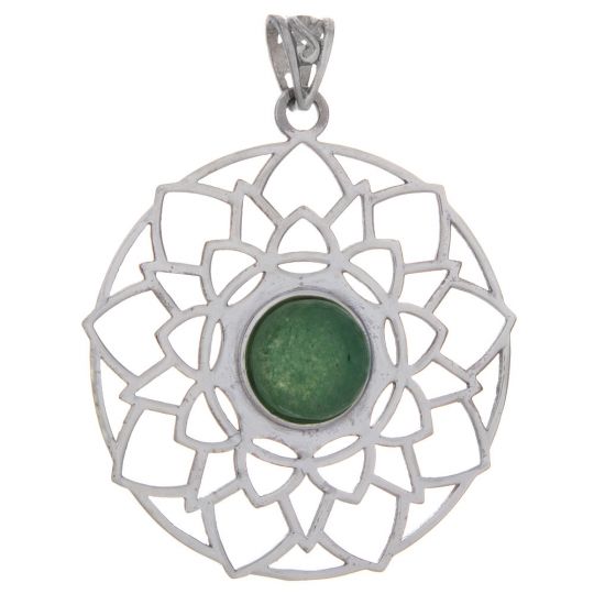 Sacred Symbol Pendant Flower Mandala w/Asstd Stone