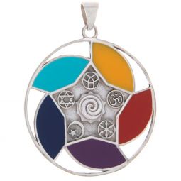 Sacred Symbol Pendant Multi Faith w/Colored Enamel