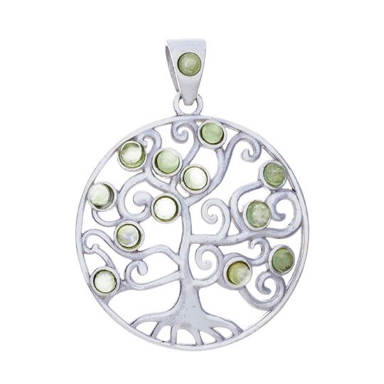 Tree Pendant with Peridot Stones