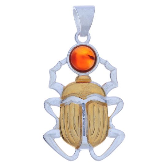 Gold Plated Scarab Pendant w/Carnelian