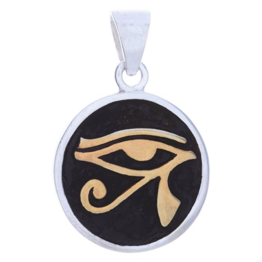 Gold Plated Black Embossed Eye of Horus Pendant