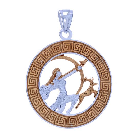 Gold Plated Greek God Pendant Artemis