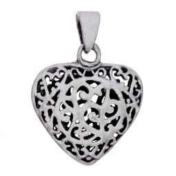 Double Sided Filigree Heart Pendant