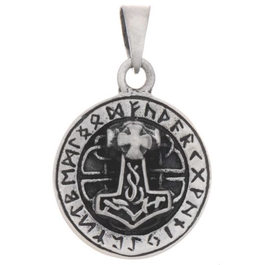 Mjolnir Round Small Viking Norse Pendant