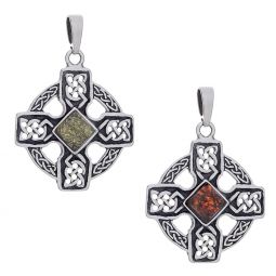 Celtic Cross Short Amber Pendant Asstd Colors