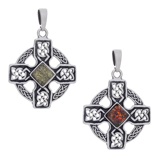 Celtic Cross Short Amber Pendant Asstd Colors