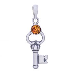 Elegant Key Pendant - Amber accent