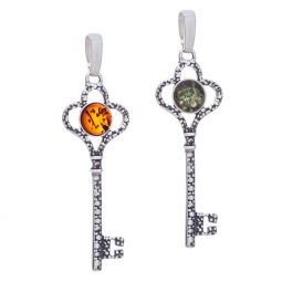 Long Key Pendant - Amber accent