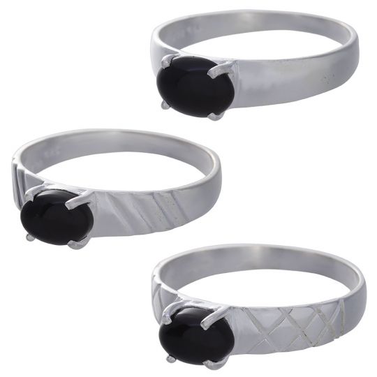 Black Onyx Cab Assorted Band Ring - Size 8