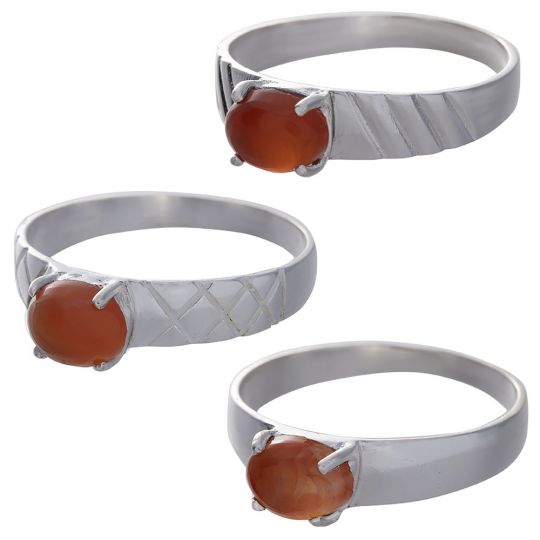 Carnelian Cab Assorted Band Ring - Size 6