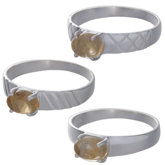 Citrine Cab Assorted Band Ring - Size 7