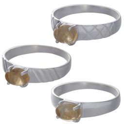 Citrine Cab Assorted Band Ring - Size 10