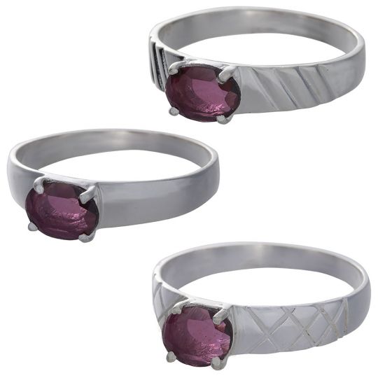 Garnet Cab Assorted Band Ring - Size 6