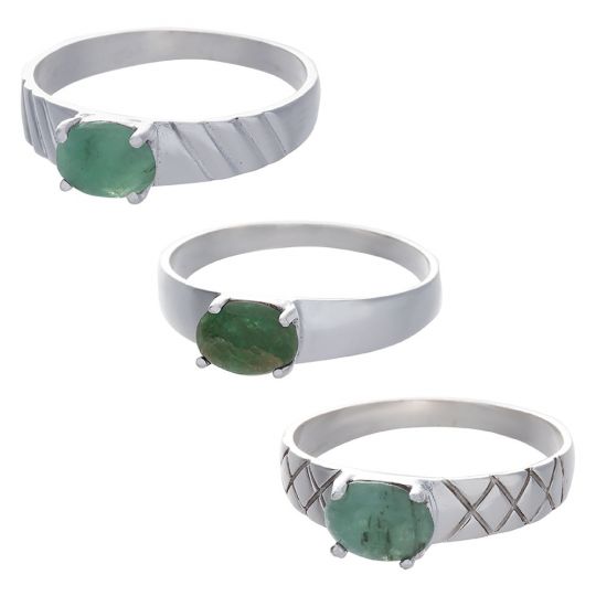 Emerald Cab Assorted Band Ring - Size 7
