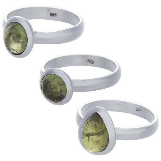 Peridot Cab Assorted Shapes Simple Ring - Size 8 (9 to 12mm H)