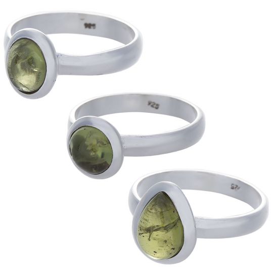 Peridot Cab Assorted Shapes Simple Ring - Size 10 (9 to 12mm H)