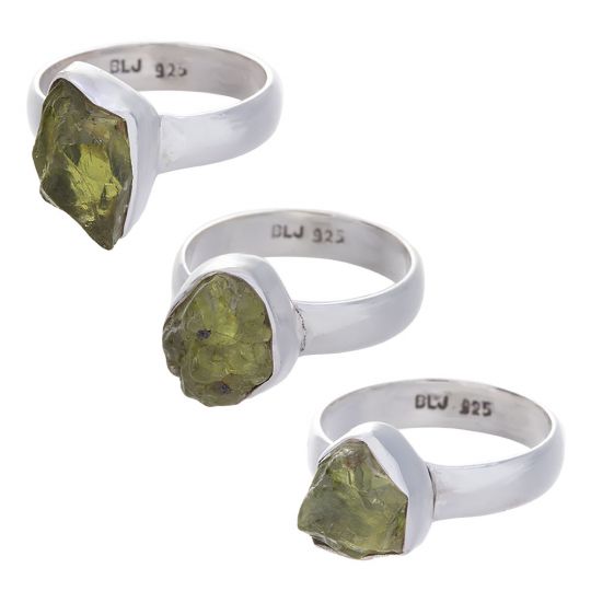 Rough Peridot Assorted Shapes Simple Ring - Size 10 (11mm to 14mm H)
