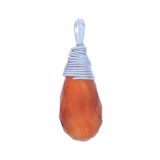 Faceted Carnelian  Wire Wrapped Pendant (20mm to 25mm H)