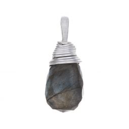 Faceted Labradorite Wire Wrapped Pendant (20mm to 25mm H)