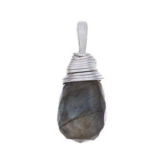 Faceted Labradorite Wire Wrapped Pendant (20mm to 25mm H)