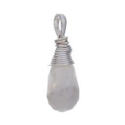 Faceted Rainbow Moonstone Wire Wrapped Pendant (20mm to 25mm H)